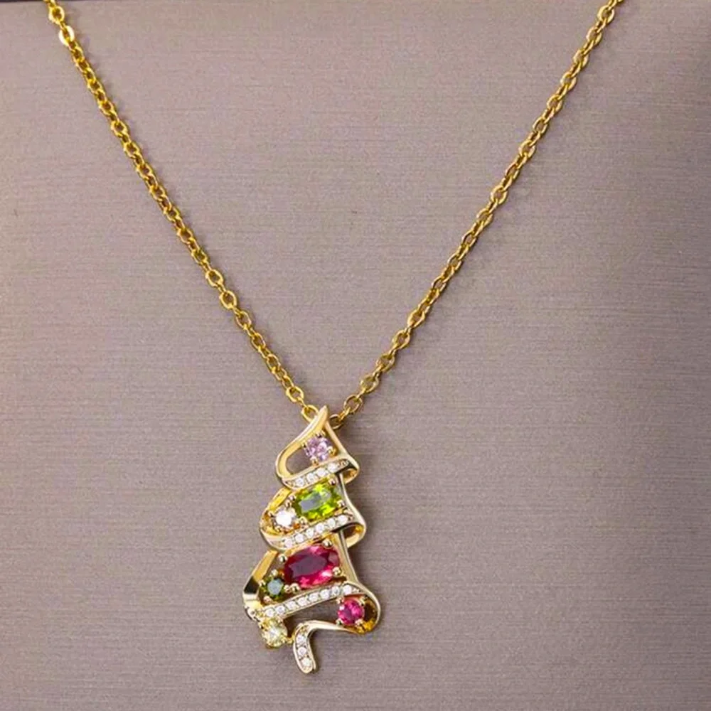 18KGP Christmas Tree pendant necklace